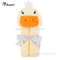 high level 100% cotton receiving blanke hooded lovely duck face baby hooded bath towel